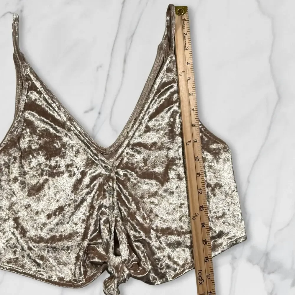 Free People Intimately Two Tie For You Velvet Crop Top Cami Champagne Small